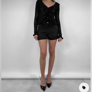 Black ruffle sheer vintage top size small